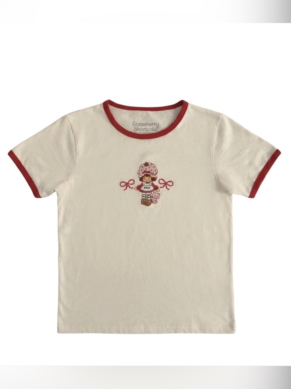 Strawberry Shortcake Vintage White & Red Ringer Tee